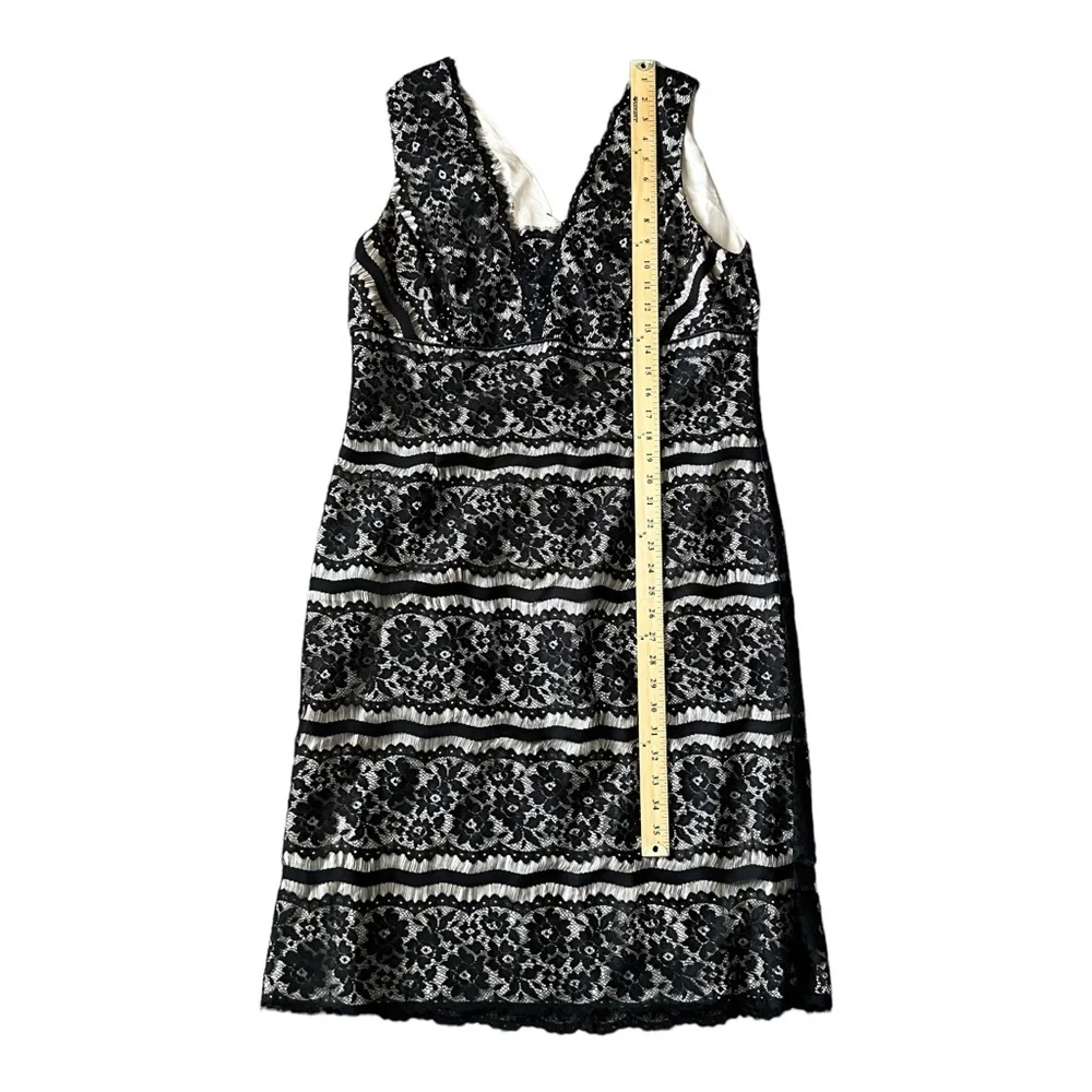 Talbots Dress Women’s Size 16 Black Beige Lace Sleeveless Shift - Picture 7 of 9